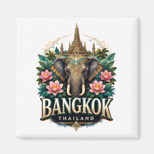 Imán Recuerdo de viaje de elefante de Bangkok Tailandia