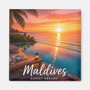Imán 🧲 Recuerdo de viaje de escape al atardecer en Mal