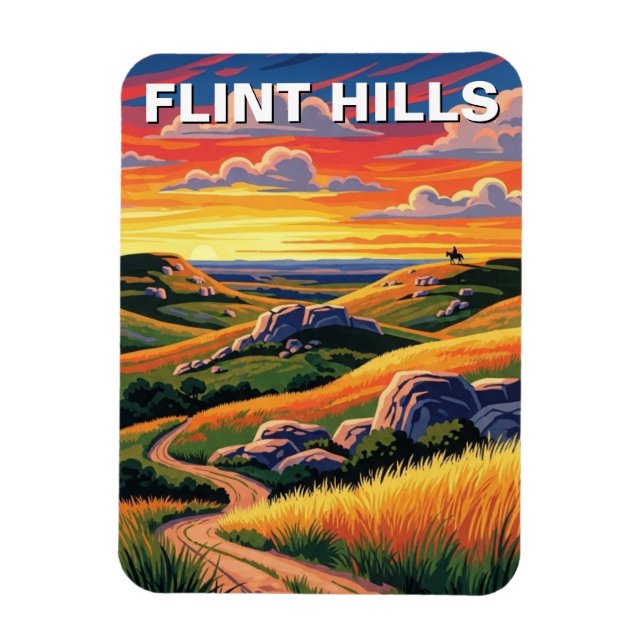 Imán Recuerdo de viaje de Kansas Flint Hills (Vertical)