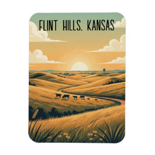 Imán Recuerdo de viaje de las Flint Hills de Kansas