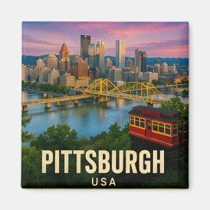 Imán Recuerdo de viaje de los puentes de Pittsburgh Pen