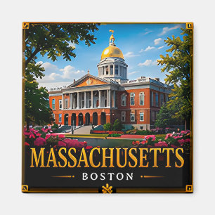 Imán 🏛️ Recuerdo de viaje de Massachusetts para primer