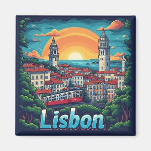 Imán 🧲 Recuerdo de viaje de monumentos de Lisboa Portu