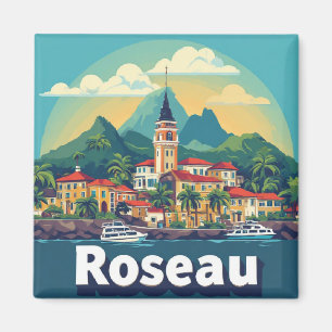 Imán Recuerdo de viaje de Roseau capital de la isla de 