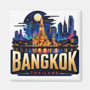 Imán Recuerdo de viaje del cielo nocturno de Bangkok Ta