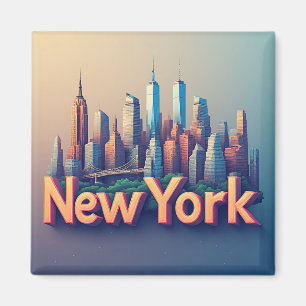 Imán 🗽 Recuerdo de viaje del horizonte de Nueva York