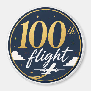Imán recuerdo de viaje en avión de oro vuelo 100