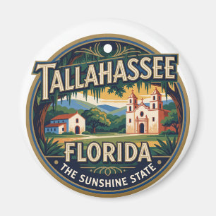 Imán Recuerdo de viaje retro de Tallahassee capital de 