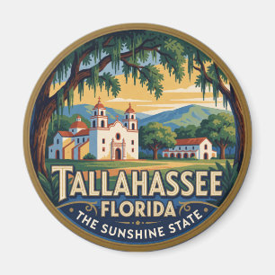 Imán Recuerdo de viaje retro de Tallahassee, capital de