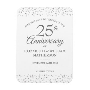 Imán Recuerdo del 25º Aniversario Corazones de Plata