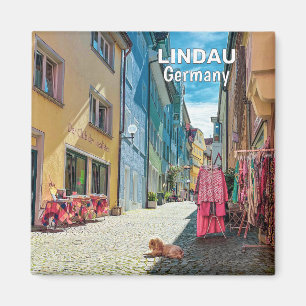 Imán Recuerdo del casco antiguo de Lindau en Alemania