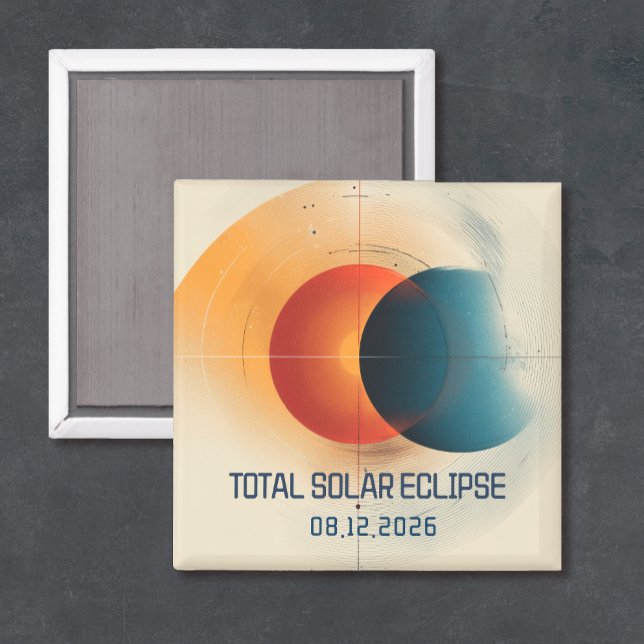 Imán Recuerdo del Eclipse Moderno 2026 (Solar eclipse magnet keepsake)