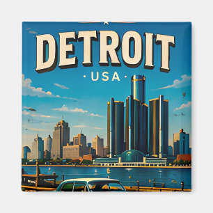 Imán Recuerdo del horizonte de Detroit Michigan 