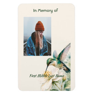 Imán Recuerdo Memorial Colibrí Flores Blancas