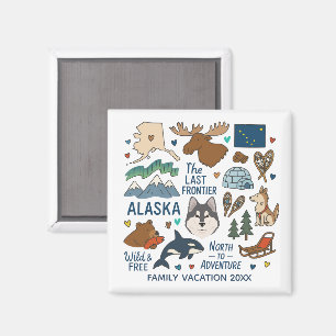 Imán Recuerdo personalizado de viaje familiar a Alaska