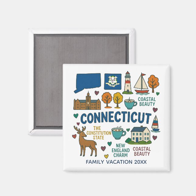 Imán Recuerdo personalizado de viaje familiar a Connect (Anverso/Reverso)