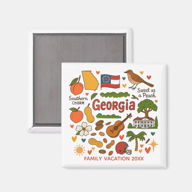 Imán Recuerdo personalizado de viaje familiar a Georgia (Anverso/Reverso)