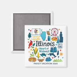 Imán Recuerdo personalizado de viaje familiar a Illinoi