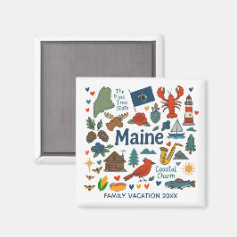 Imán Recuerdo personalizado de viaje familiar a Maine
