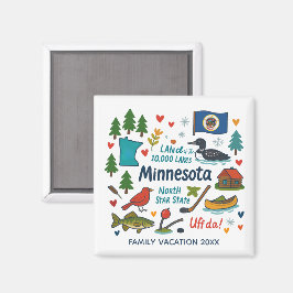 Imán Recuerdo Personalizado de Viaje Familiar a Minneso