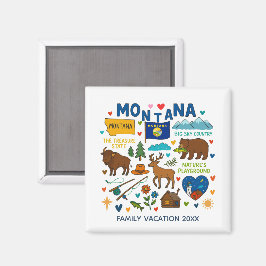 Imán Recuerdo personalizado de viaje familiar a Montana