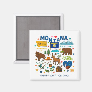 Imán Recuerdo personalizado de viaje familiar a Montana
