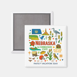 Imán Recuerdo personalizado de viaje familiar a Nebrask
