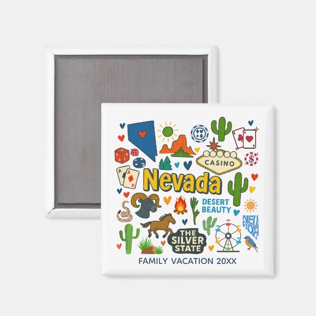 Imán Recuerdo personalizado de viaje familiar a Nevada (Anverso/Reverso)