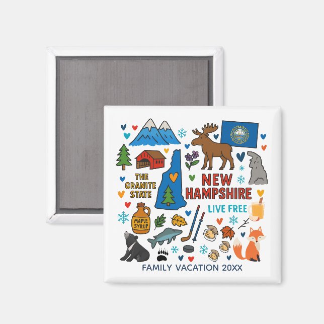 Imán Recuerdo personalizado de viaje familiar a New Ham (Anverso/Reverso)