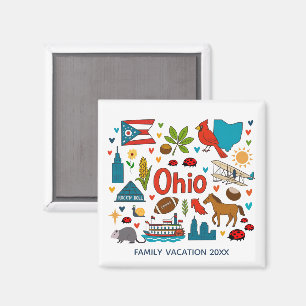 Imán Recuerdo personalizado de viaje familiar a Ohio