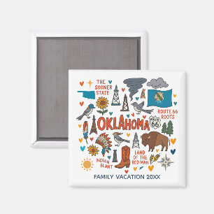 Imán Recuerdo personalizado de viaje familiar a Oklahom