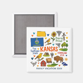 Imán Recuerdo Personalizado del Viaje Familiar a Kansas