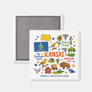 Imán Recuerdo Personalizado del Viaje Familiar a Kansas