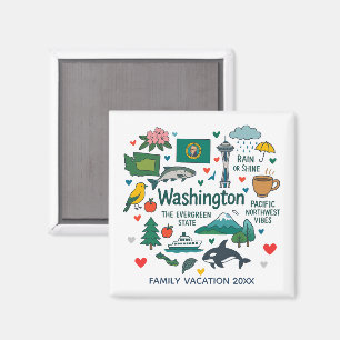 Imán Recuerdo personalizado del viaje familiar a Washin