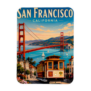 Imán Recuerdo Retro de Viaje a San Francisco California
