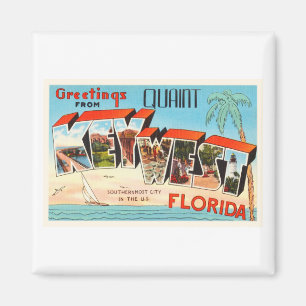Imán Recuerdo viejo del viaje del vintage de Key West