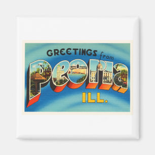 Imán Recuerdo viejo del viaje del vintage de Peoria