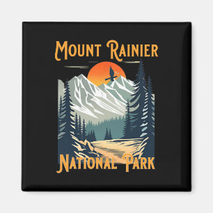 Imán Recuerdo vintage del Parque Nacional Monte Rainier