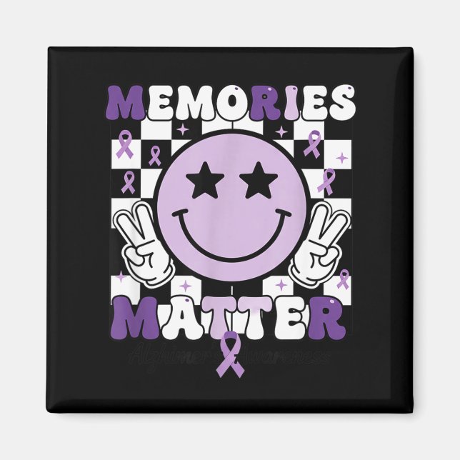 Imán Recuerdos conciencia alzheimer lazo morado  (Frente)