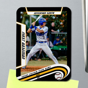 Imán Recuerdos de Béisbol Animados Amarillo Negro Perso