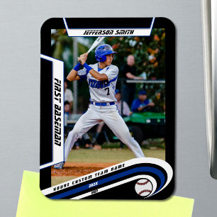 Imán Recuerdos de Béisbol Animados Azul Oscuro Personal