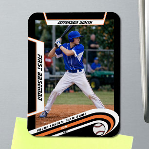 Imán Recuerdos de béisbol animados naranja negro person