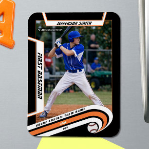 Imán Recuerdos de béisbol animados naranja negro person