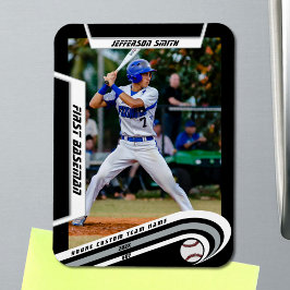 Imán Recuerdos de Béisbol Animados Plata Negro Personal