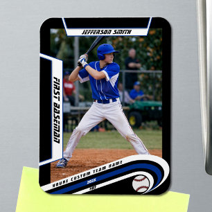 Imán Recuerdos de béisbol azul negro personalizado