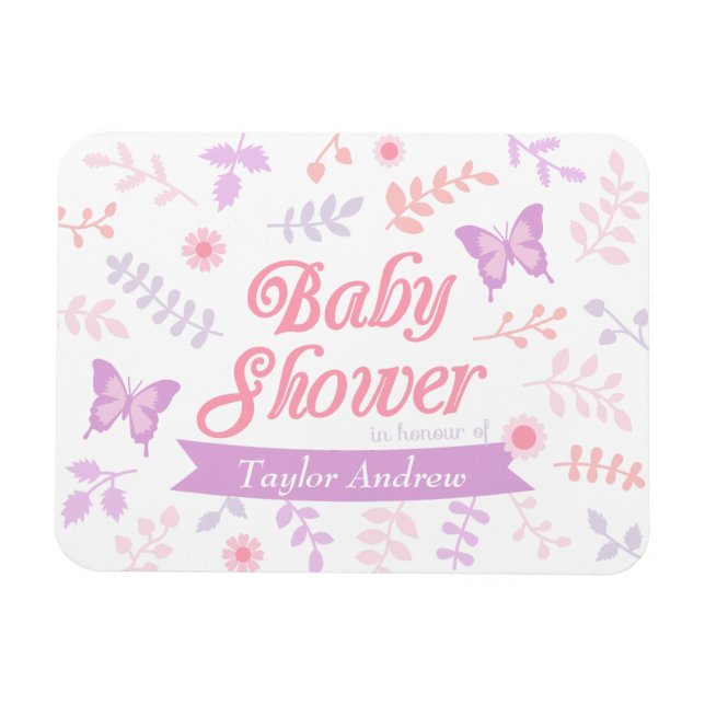 Imán Recuerdos de fiesta de baby shower Elegante Floral (Horizontal)
