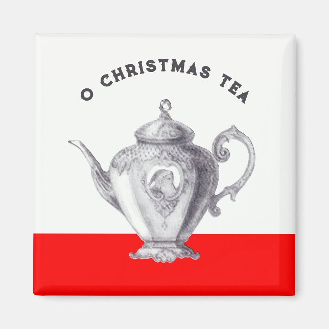 Imán Recuerdos de la fiesta de té de Navidad (Frente)