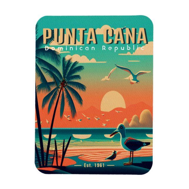 Imán Recuerdos de Punta Cana DR Retro Flamingos de los  (Vertical)
