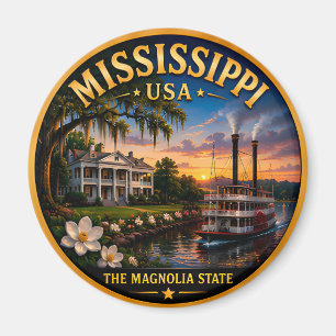 Imán Recuerdos de Vacaciones en Magnolia Mississippi 🟡