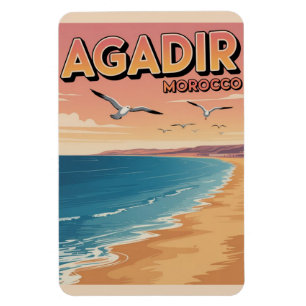 Imán Recuerdos de viaje de la playa de la ciudad vintag